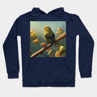 Greenfinch Bird on a Branch Hoodie